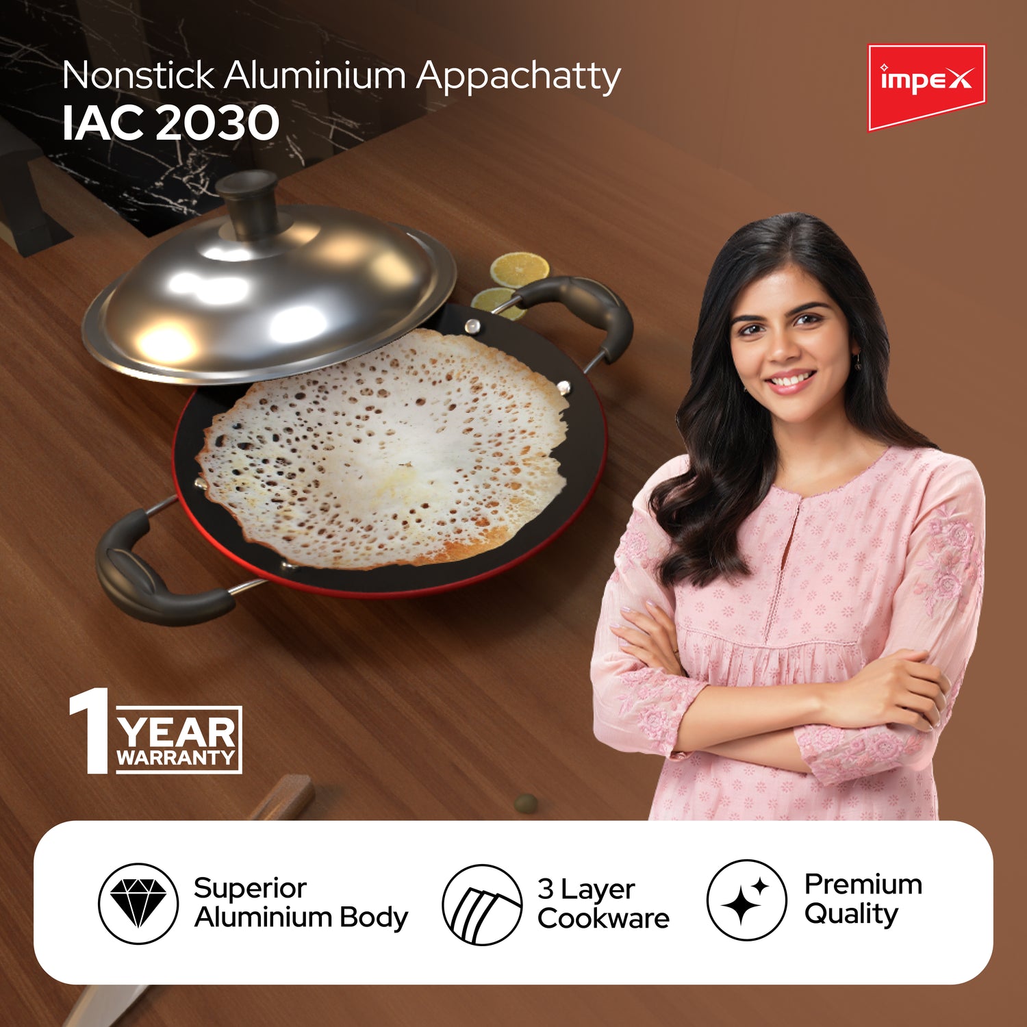 Complete Kitchen Combo 2 Burner Premium Frameless Gas Stove+ 26cm Tawa+ 20cm Appachatty