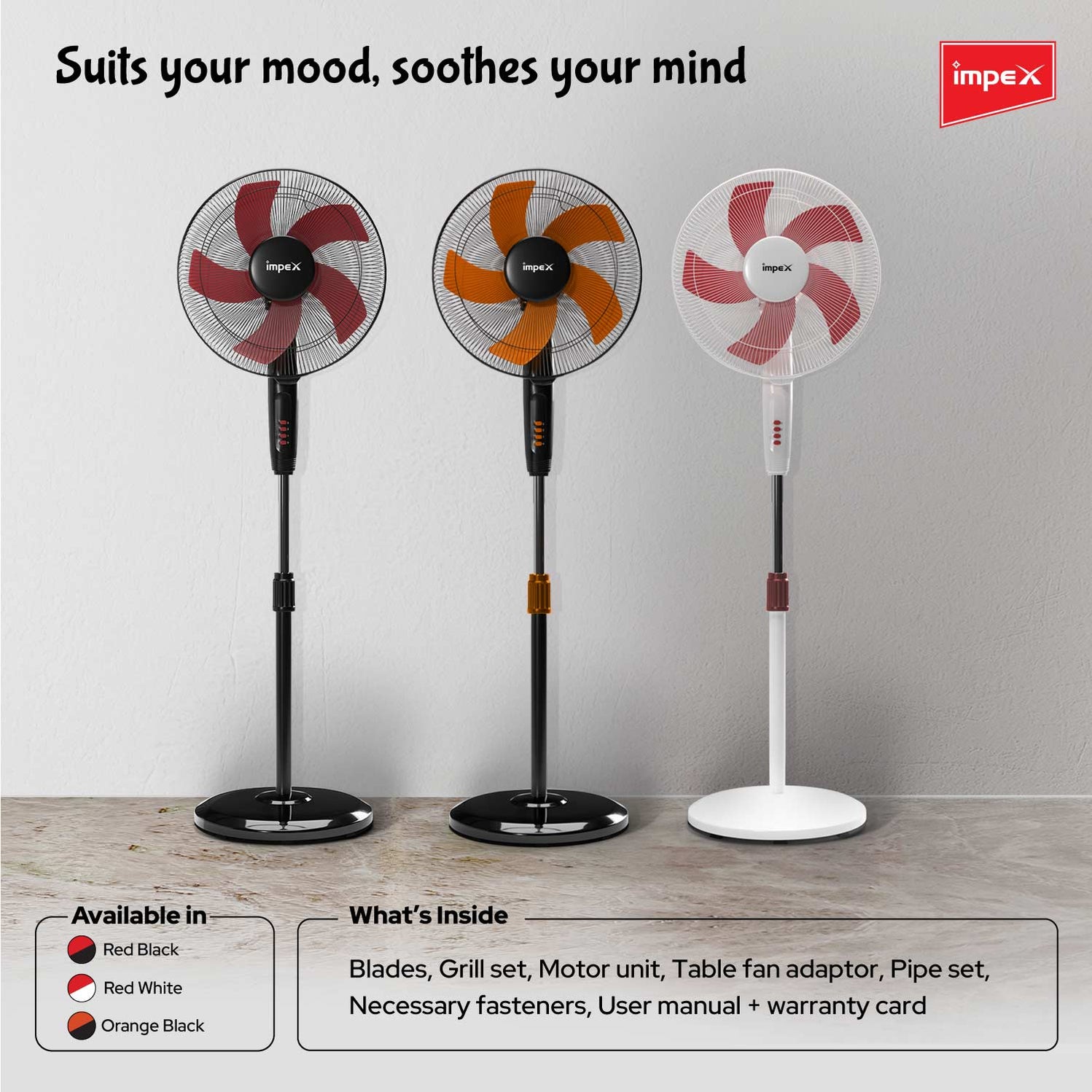 Impex Impulse 400 mm Table pedestal 2 in 1 convertible fan with 2 year