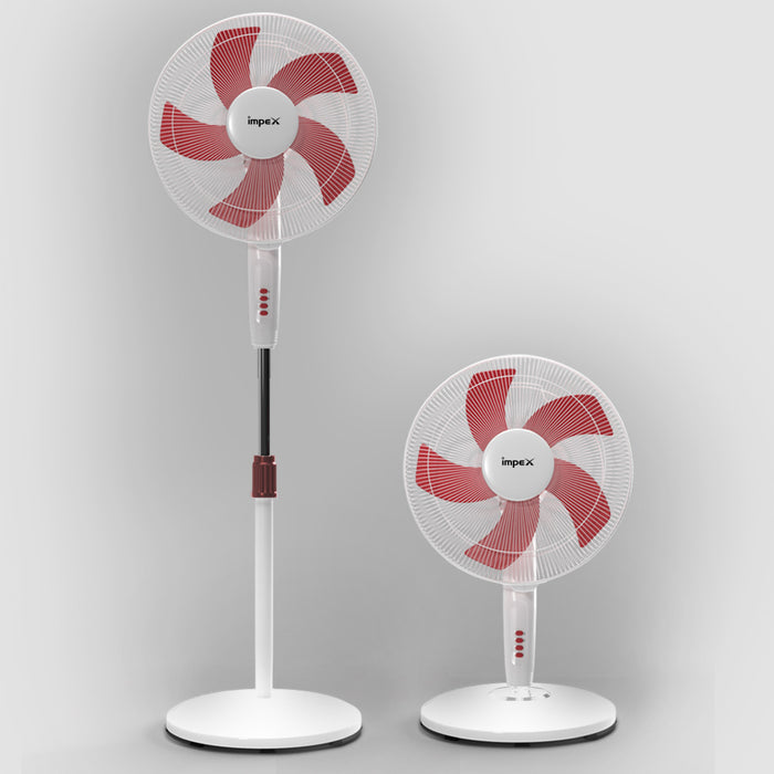 Impex Impulse 400mm Table pedestal 2 in 1 convertible fan with 2 years warranty (Red and White)