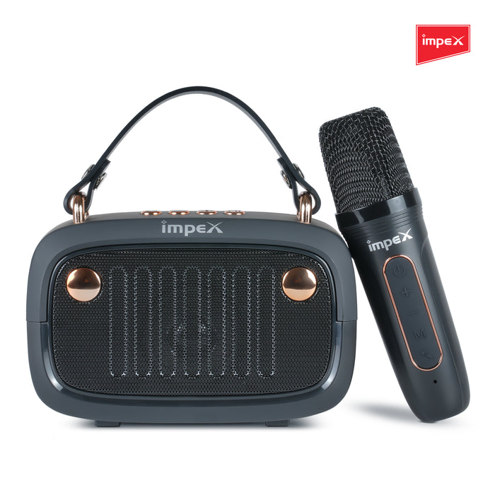 Impex Portable Speaker KM 1301 With Wireless Mic, Supports Bluetooth, USB, TF, FM Radio, 1 Year Warranty(Black)