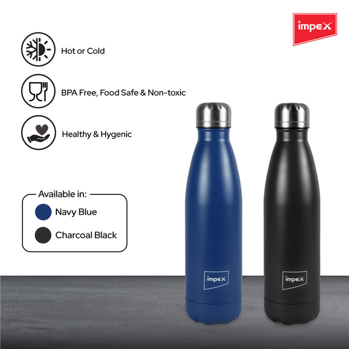 Impex Stainless Steel Water Bottle SIPPY 750C | Leak Proof | Office Bottle | Gym Bottle | Home | Kitchen | Hiking | Treking Bottle | Travel Bottle (Black)