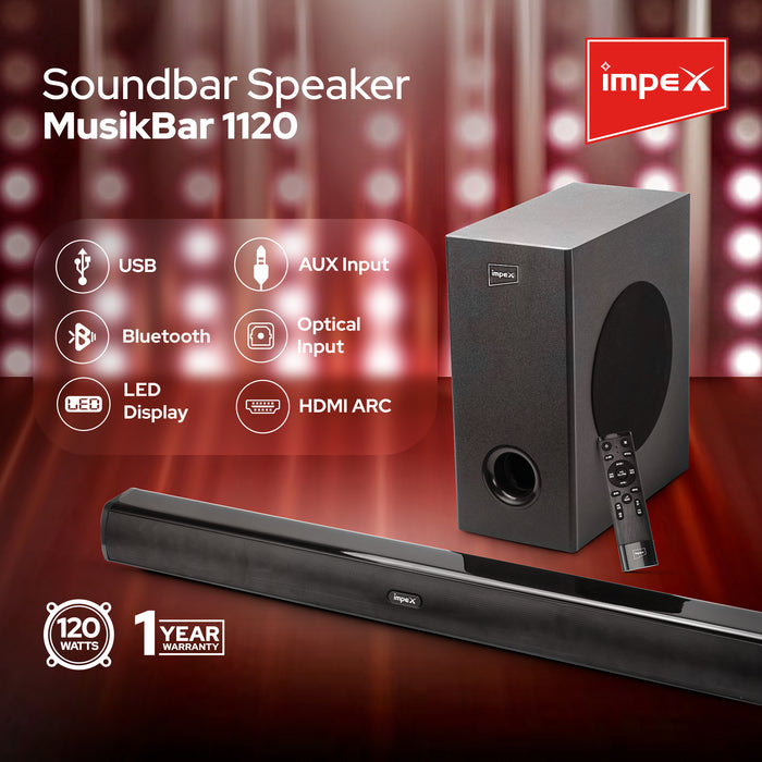 IMPEX Speaker Soundbar With Remote, Supports AUX, Bluetooth, SD& USB, 1 Year Warranty(Black)