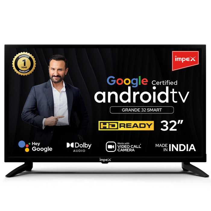 Impex Grande 32 80 cm (32 inch) Google Certified Smart Android 9 HD Ready LED TV, 1 Years Warranty, Storage Memory 8GB and 1GB RAM