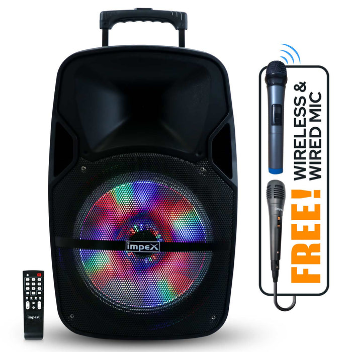Impex ST-80AN 55 Watts Multimedia Portable Trolley Speaker with USB/SD/TF/FM Radio/AUX/Remote/Bluetooth/Wireless Mic & DJ LED Light Function (Black)