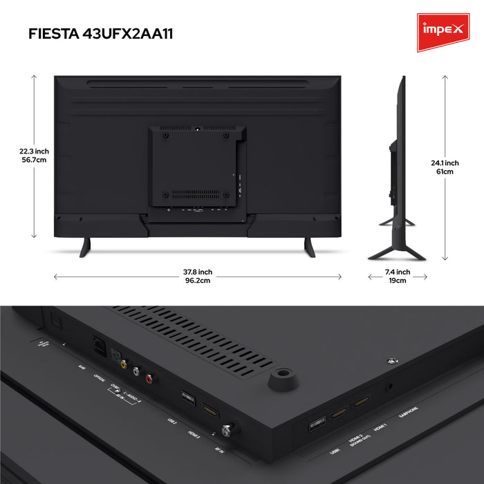 Impex Fiesta 43 4K Ultra HD WebOS LED TV, 2 Years Warranty, Storage Memory 8GB and 1.5GB RAM