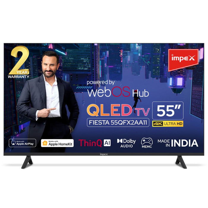 Impex 55 inch 4K Ultra HD WebOS LED TV Fiesta, Dolby Audio, Works with Apple HomeKit, 2 Way Bluetooth 5.0, Powered by WebOS Hub, 2 Years Warranty