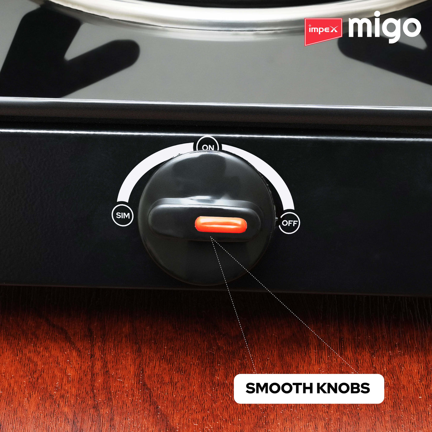 IMPEX Migo 2 Burner Glass top Gas Stove Linea 2B, 6mm Toughened Glass