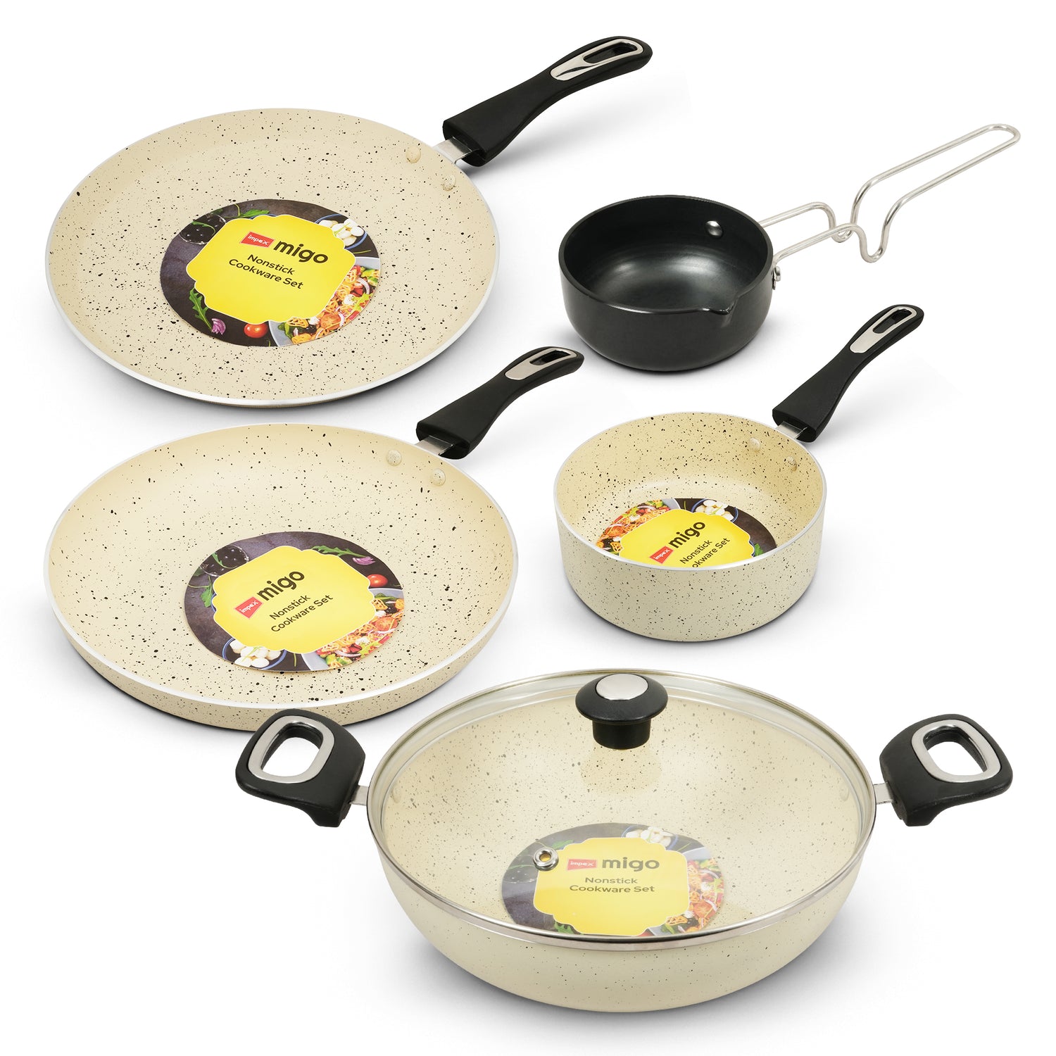 Impex Migo Nonstick Granite 6 Pcs Induction bottom Cookware set