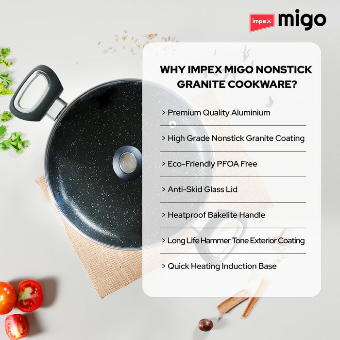 Impex Migo Cook and Serve Casserole Set 6 Pcs Nonstick Granite Cookware Set