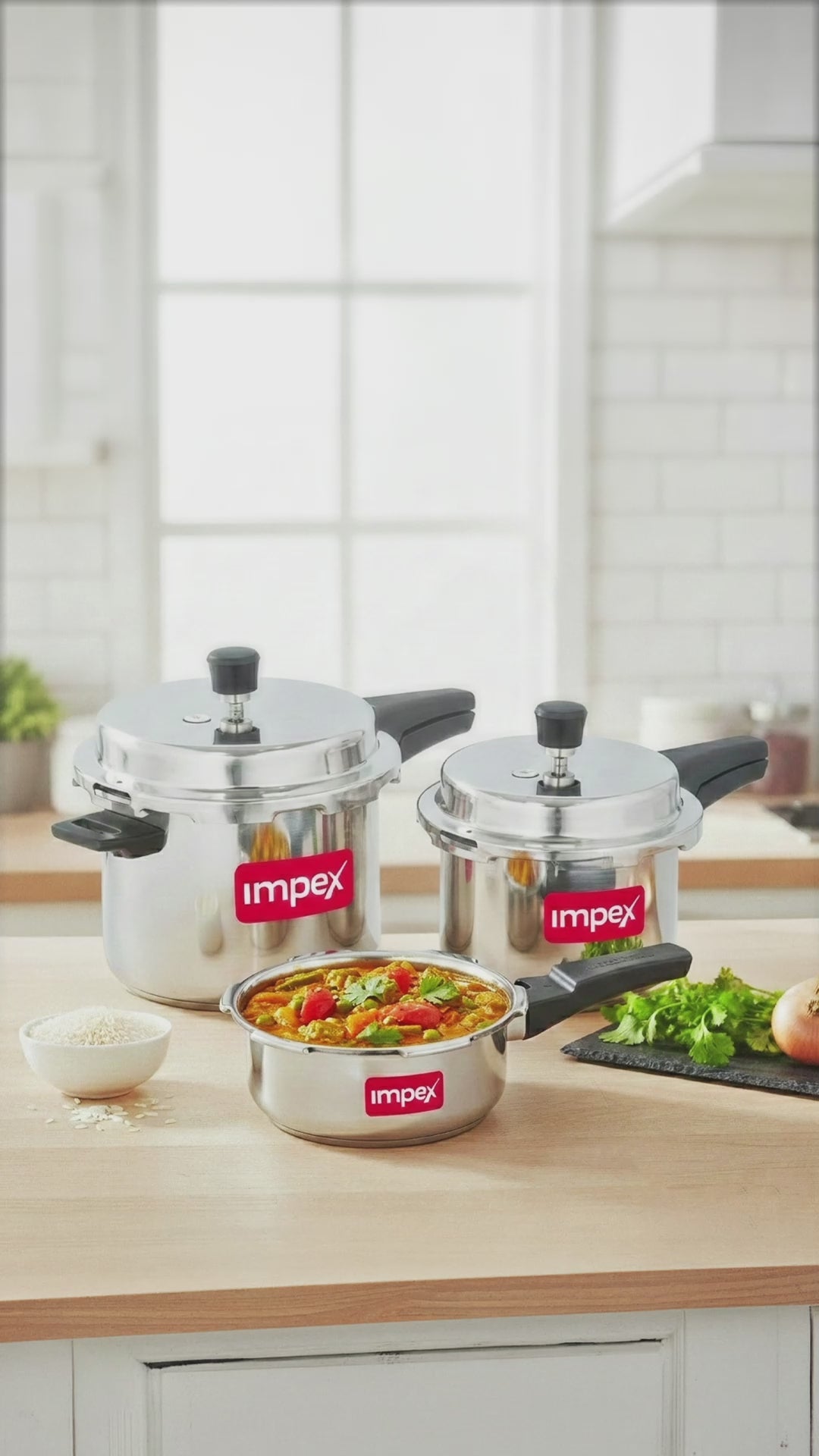 Migo Stainless Steel Pressure Cooker Set (2L, 3L, 5L) | Induction Base Outer Lid Combo Pack of 3 | Sandwich Bottom, Gas & Induction Compatible, Durable & Safe