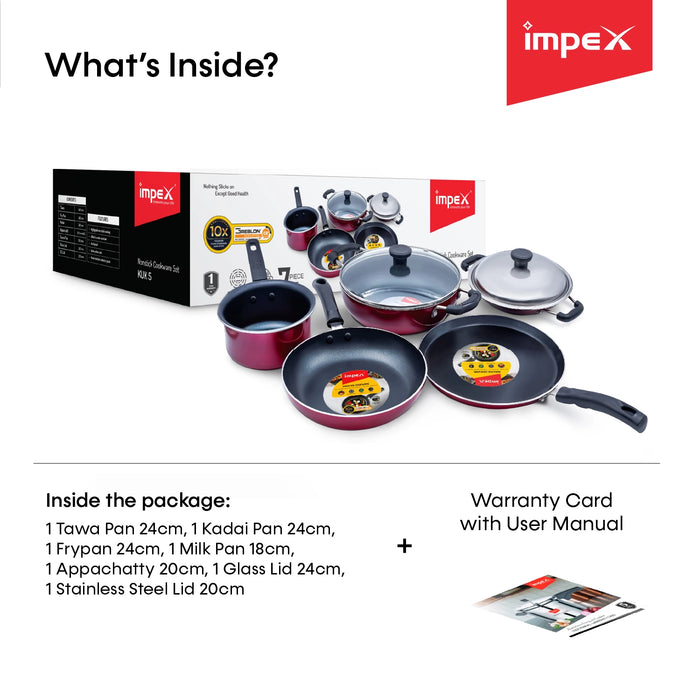 Impex Aluminum Cookware Set, Maroon
