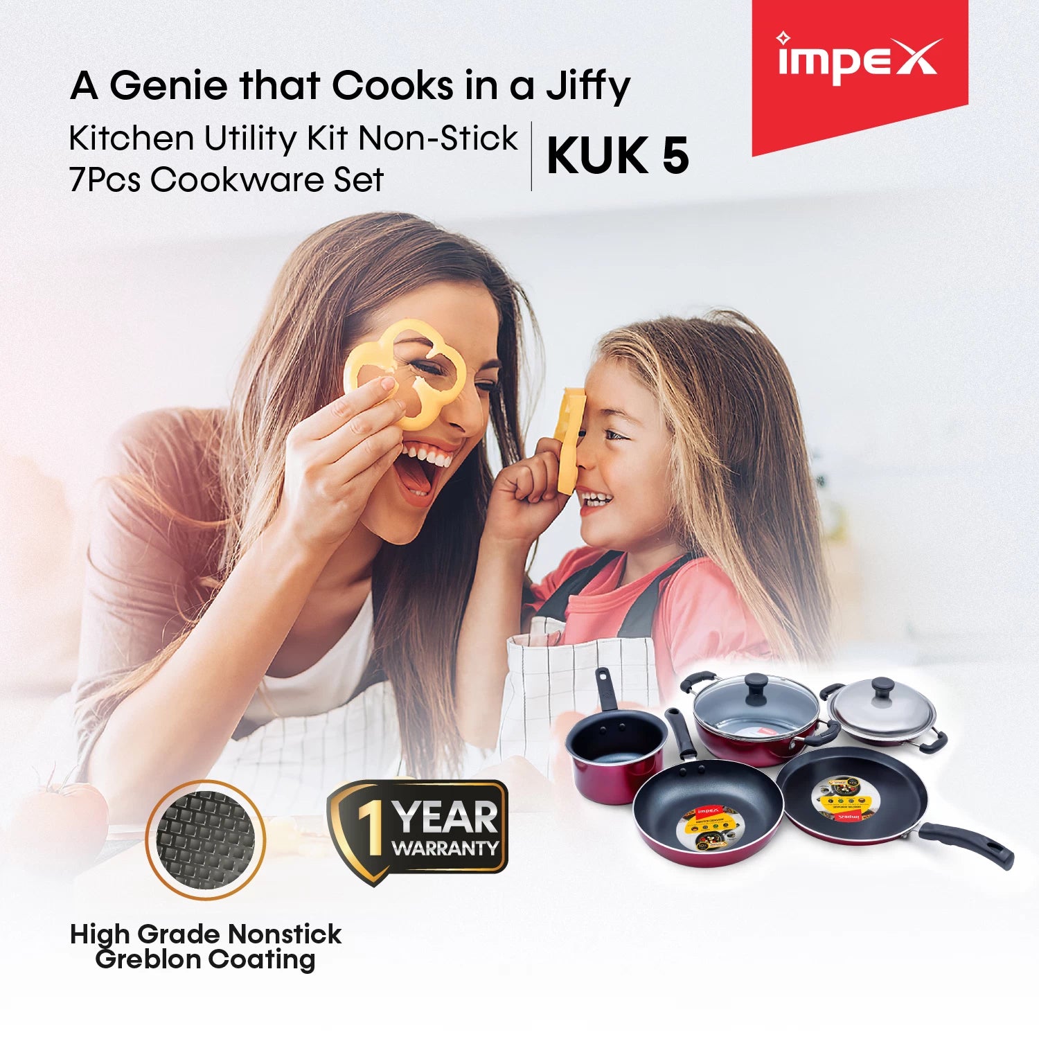 Impex Aluminum Cookware Set, Maroon