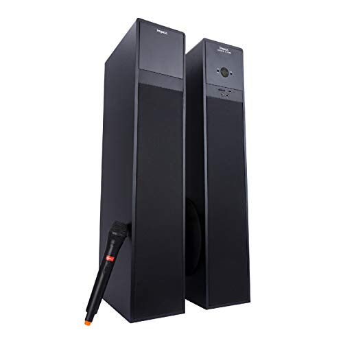 Impex Thunder-T3 Plus 160 Watts 2.0 Channel Multimedia Tower Speaker with USB/SD/TF/FM Radio/AUX/Bluetooth/Wireless Mic & Remote Function (Black)