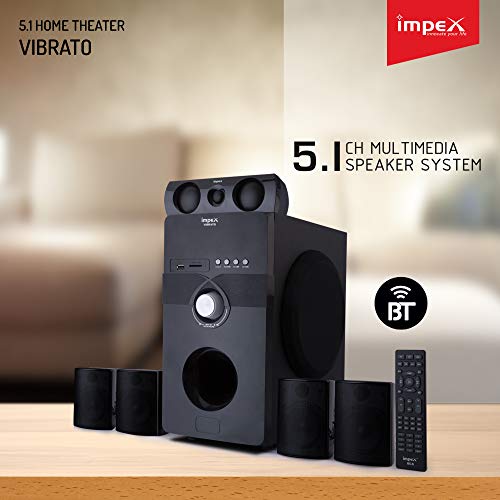 Impex VIBRATO 170 Watts 5.1 Channel Multimedia Speaker System with USB/SD/MMC Card/Bluetooth/FM Radio & Remote Function (Black)