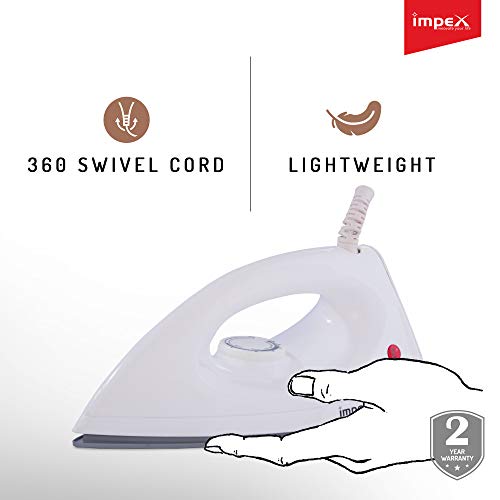 Impex Ritzy Light Weight Dry Iron Box (1000 Watts,White)