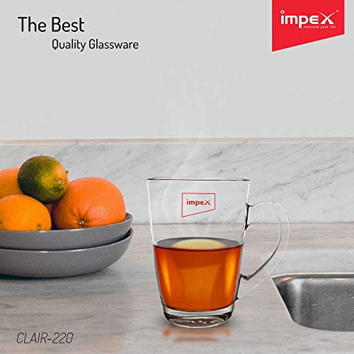 Impex CLAIR-220 Juice/Water Glassware Set (Set of 6 Glasses 220 ml,Transparent)