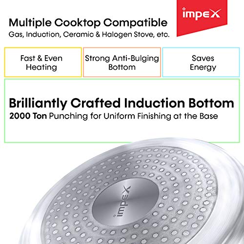 Impex IPC 5C3 Induction Base Outer Lid Aluminium Pressure Cooker,5 litres and 3 litres, Silver