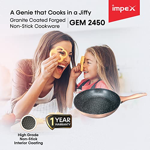 Impex GEM-2450 Granite Coated Forged Nonstick Aluminium Induction Based Fry Pan (24 cm)