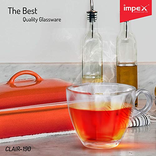 Impex CLAIR-190 Tea/Coffee Glassware Set (Set of 6 Glasses 190 ml,Transparent)