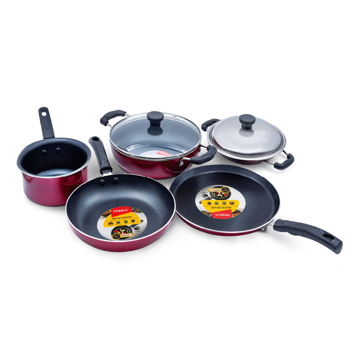 Impex Aluminum Cookware Set, Maroon