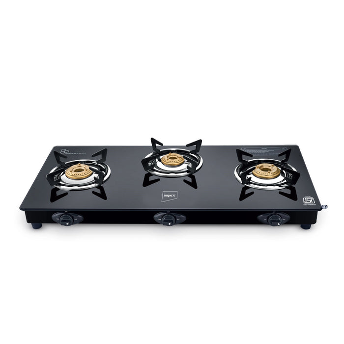 Glass top gas stove 3 burner best sale