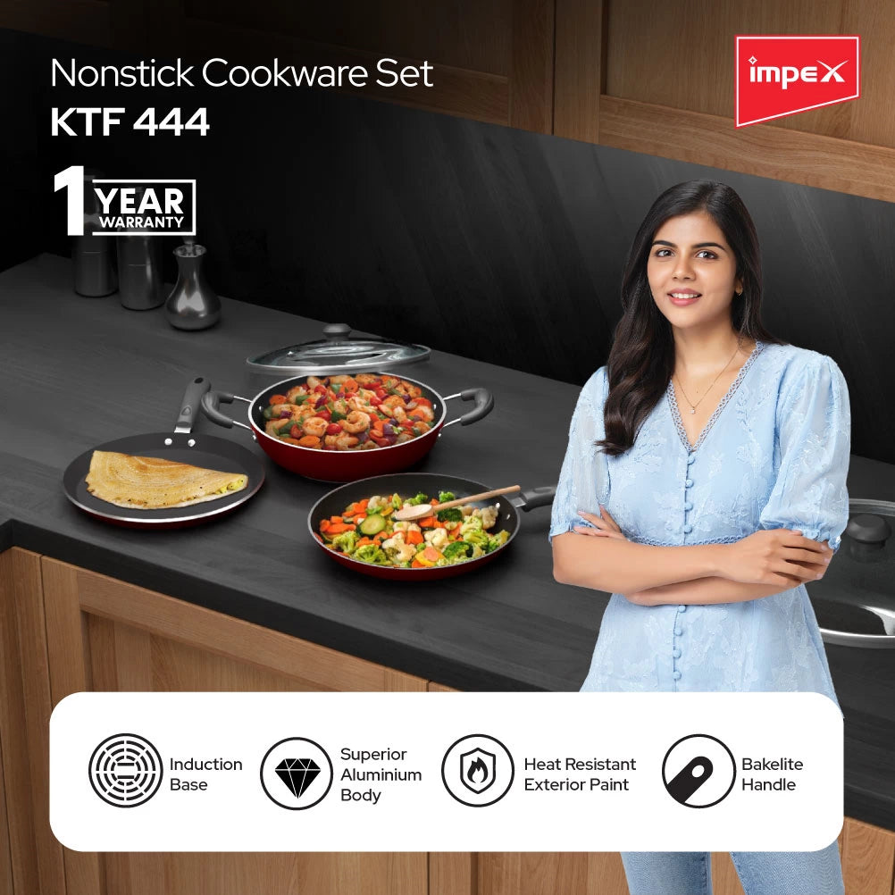 Impex Non-Stick Aluminium Cookware Set (KTF 444)