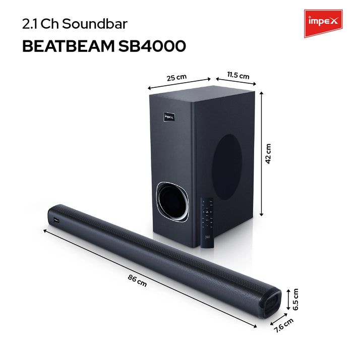 IMPEX 2.1 Ch Multimedia Soundbar (Beatbeam SB4000)
