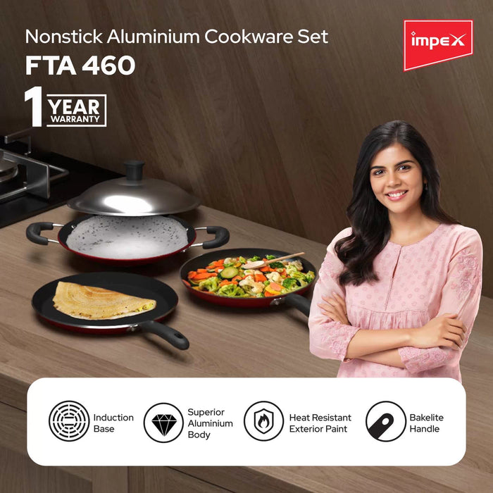 Impex Non-Stick Aluminium Cookware Set (FTA 460)