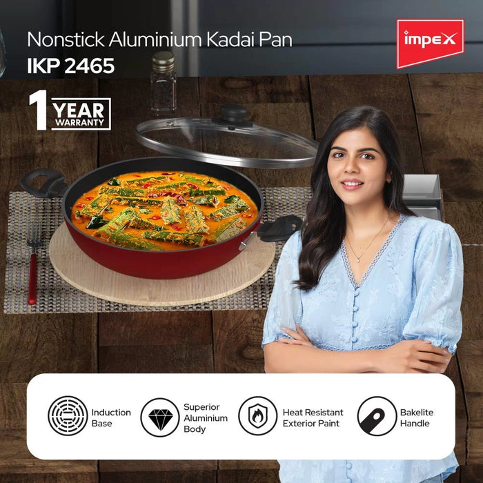 Impex Premium Induction Base Nonstick Aluminium Kadai Pan (IKP-2465)