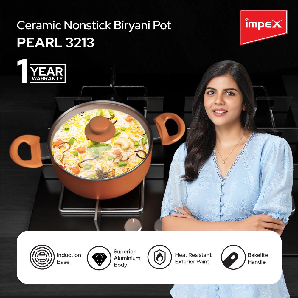 Impex Non-Stick Ceramic Biryani Pot 10 Liter (PEARL-3213)