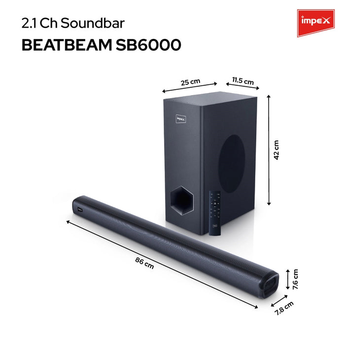 IMPEX 2.1 Ch Multimedia Soundbar (Beatbeam SB6000)