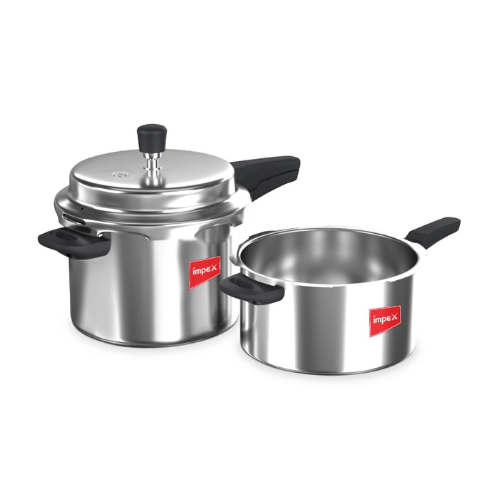 Impex EP-3C5 Induction Based Stainless Steel Outer Lid Pressure Cooker Combo of 3 Litre and 5 Litre, Silver