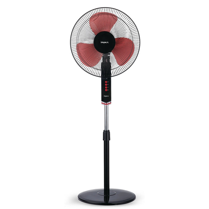 Impex BREEZE-O5 High Speed 3 Blade Pedestal Fan With 400 mm Sweep & 1350 Rpm (55 Watts,Black & Red)